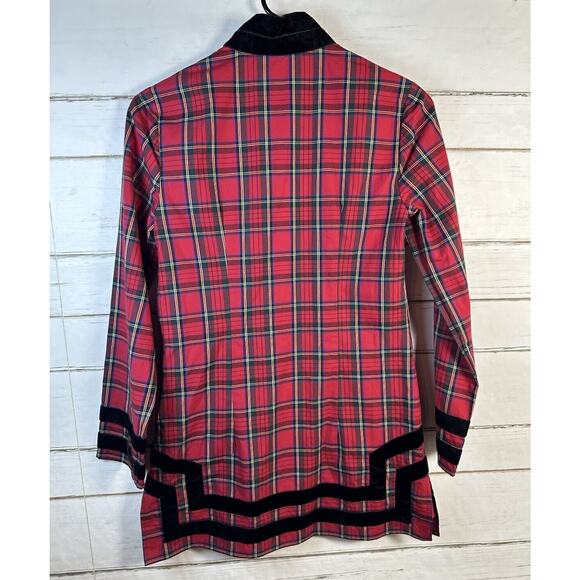 Sail To Sable XXS Tartan Plaid Velvet Trim Tunic Popover Top Tuckernuck Shirt - Picture 8 of 12